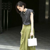 トレンド色カーキの甘いアイテムを使って♡甘辛コーデまとめ