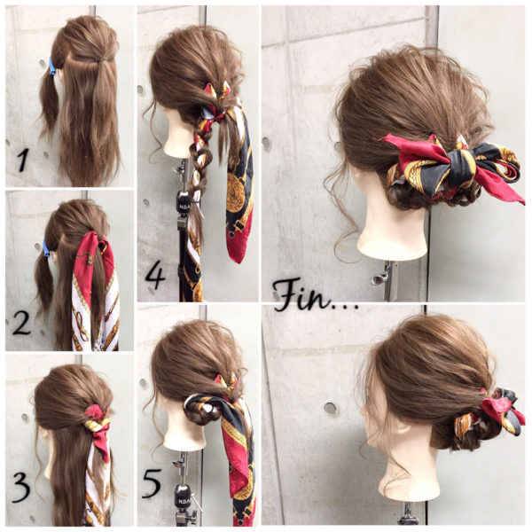 スカーフを上手に使ったヘアアレンジ100選 髪型別に一挙ご紹介 Folk