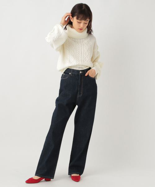ハイウエストストレートデニムパンツ