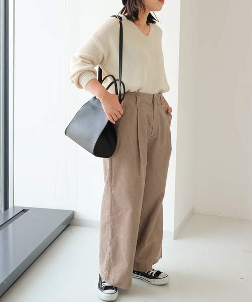 ハイウエストコーデュロイワイドパンツ