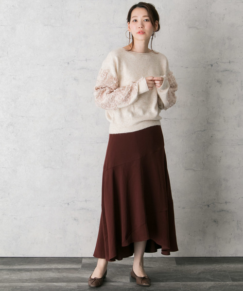 刺繍ニットプルオーバー