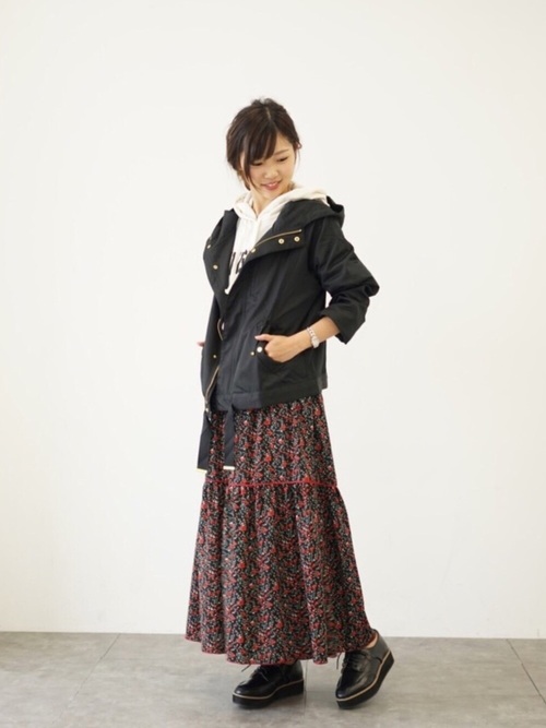 小花ptティアードロングスカート