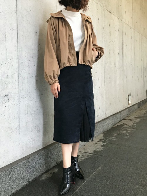 ボリュームスリーブドローストリングブルゾン