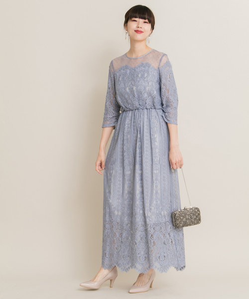 Chaco ドットチュール×パネルレースドレス