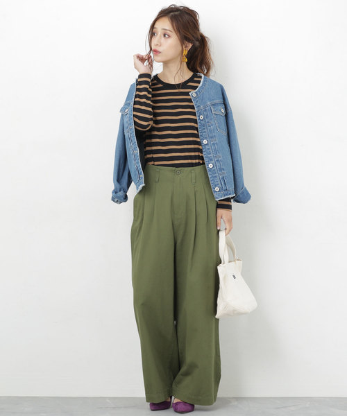 ノーカラービッグシルエットデニムジャケット