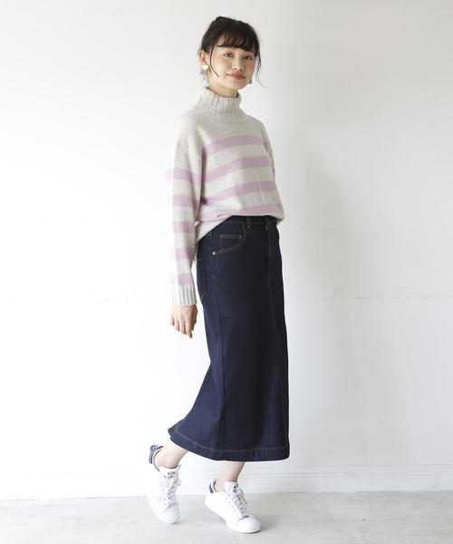 ラムウールオフタートルネックニット