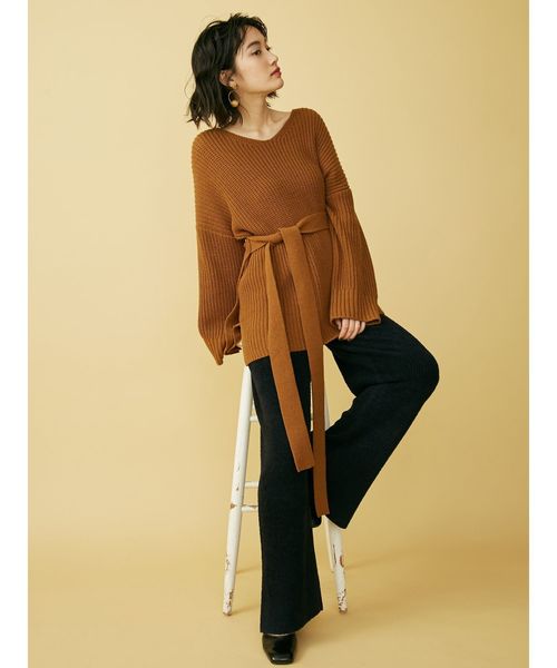 モールリブストレートニットパンツ