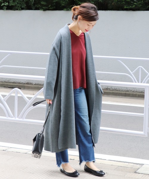 スムースニットロングカーディガン