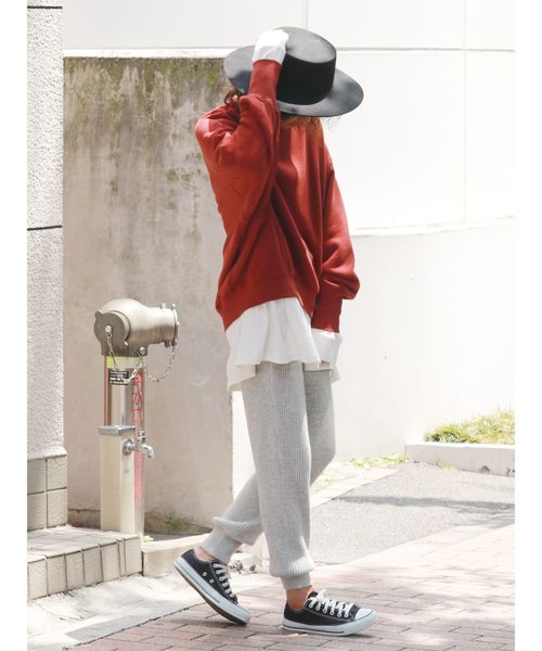 リブニットパンツ
