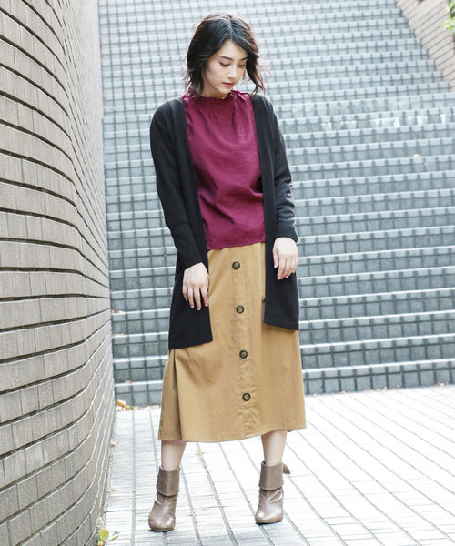 カシミヤタッチロングカーディガン