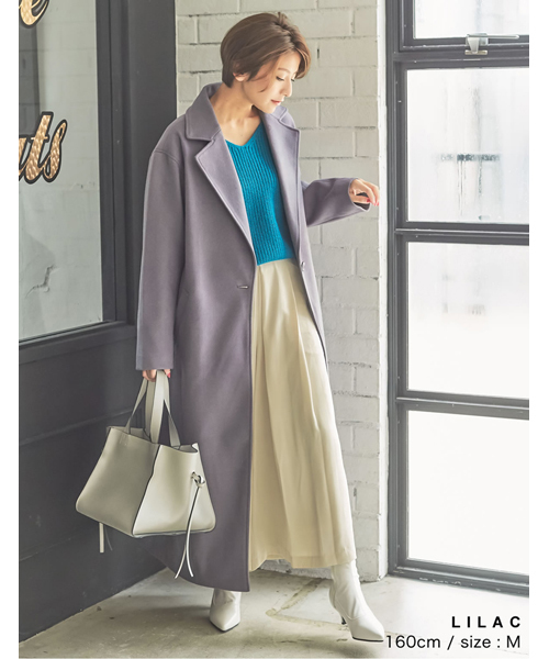 フェイクウールロングチェスターコート