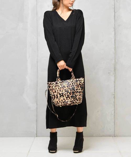 カシミアタッチロングニットワンピース