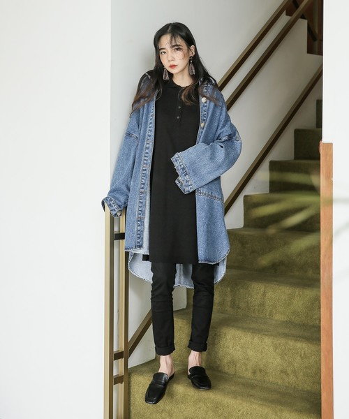 ロング丈ルーズシルエットデニムジャケット