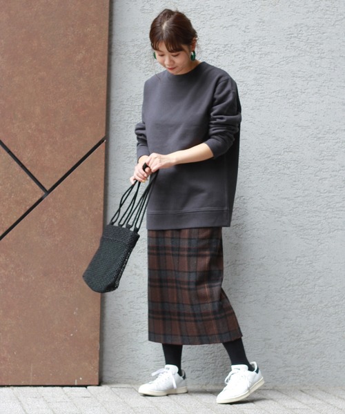 シャギーチェック ロングスカート