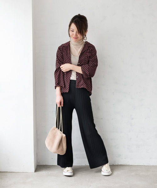 【WEB限定】リブニットワイドパンツ
