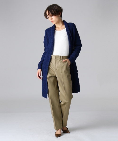 アルパカ混ニットロングカーディガン