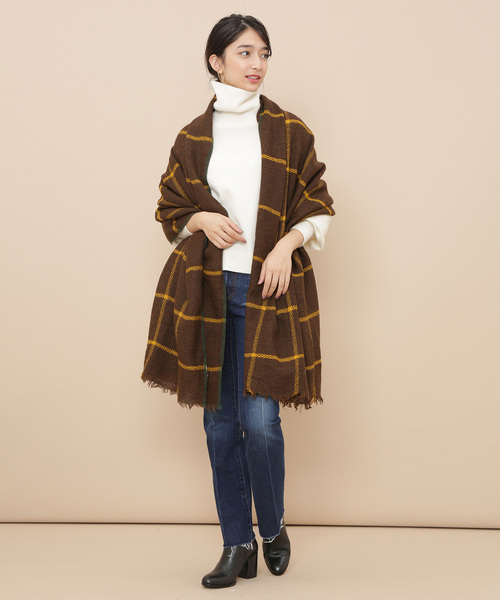 【LOVAT & GREEN】 Windowpane Stole