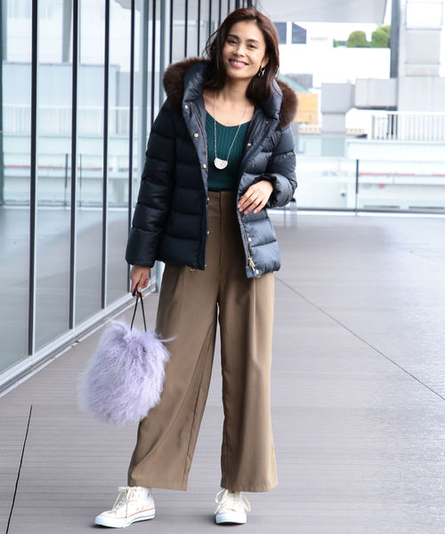 河田フェザー ファー付き ショートダウンコート 2