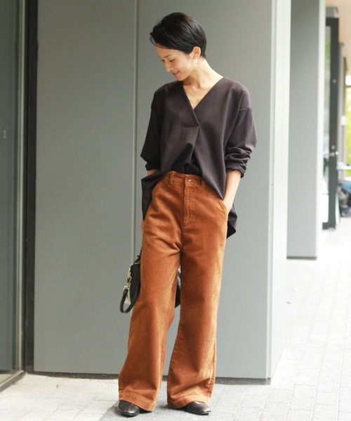 コーデュロイ ワイド パンツ