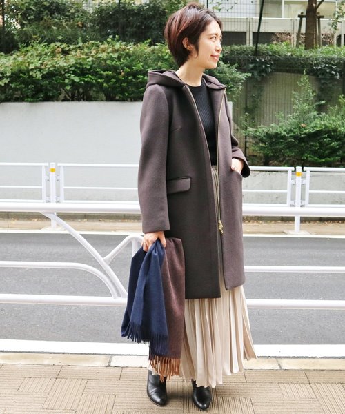二重織りシャルムフードコクーンコート