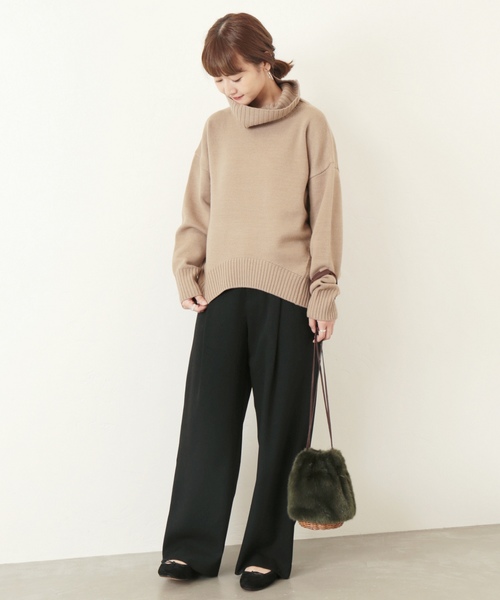 NATURAL WOOL ボリュームタートルプルオーバー