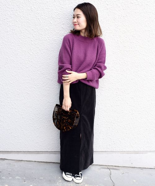 ヘアリーボトルネックニット