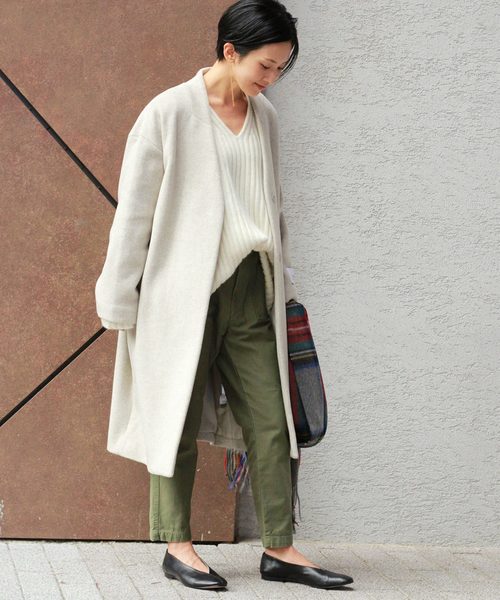 LANA WOOL 140 ノーカラーコート