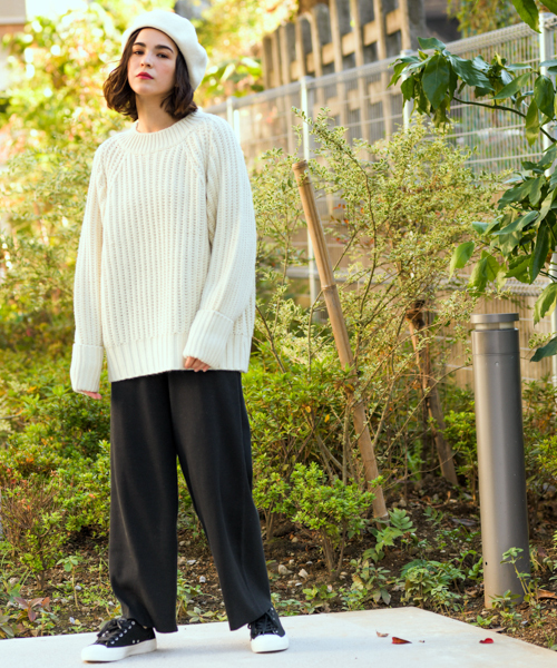 リブフリステッチワイドパンツ