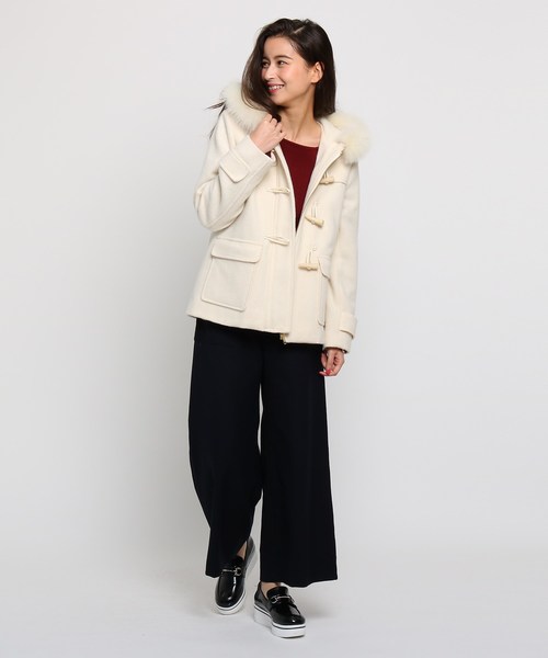 【2WAY】ファー付ショート丈ダッフルフードコート