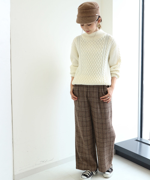 チェックワイドパンツ