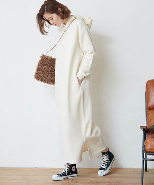 裏起毛パーカーマキシワンピース