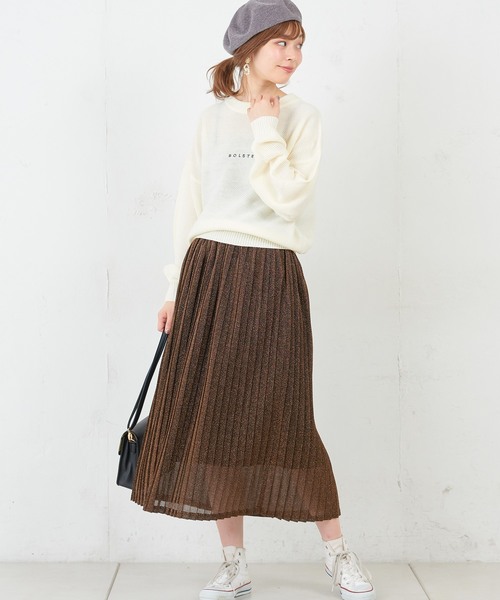 ちびロゴ刺繍ミニワッフルニット