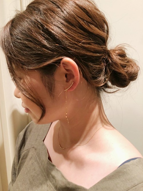 K10YGレイヤー ダイヤパターン ネックレス