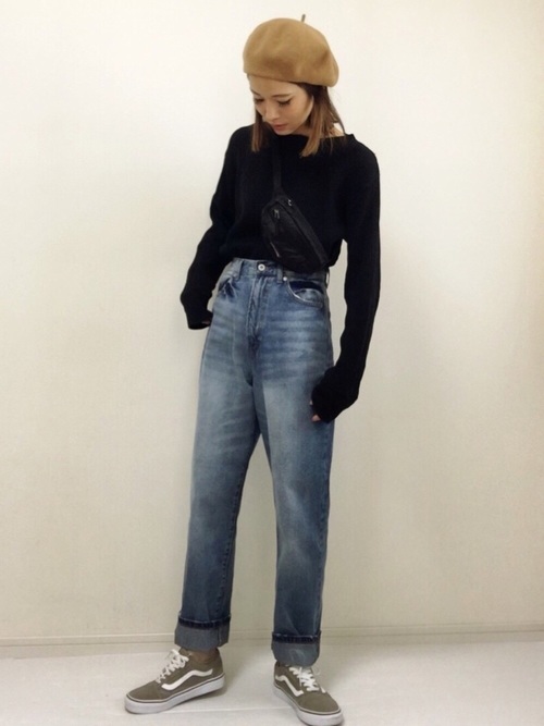 ハイウエストストレートデニムパンツ