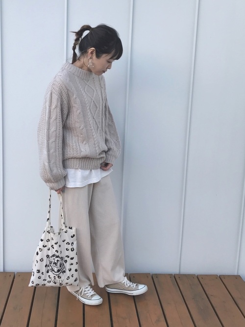 リブフリステッチワイドパンツ