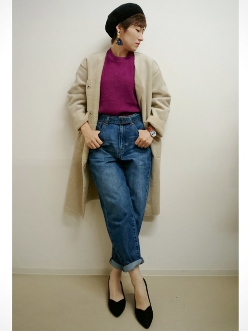 フェイクムートンボアロングリバーシブルコート