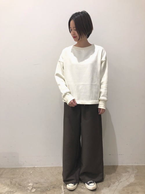 ドロップショルダー裏毛裏起毛プルオーバー