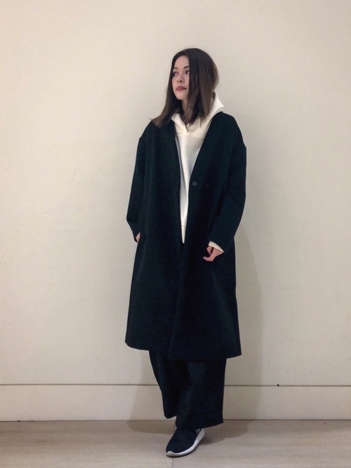 WOOL混 Vネックコクーンコート
