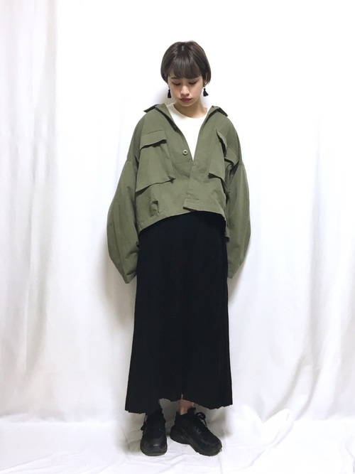 ロングニットプリーツ風スカート