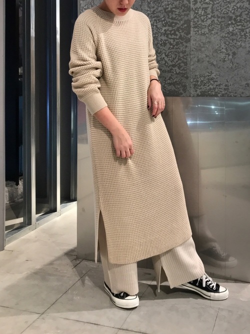 ワッフルニットワンピース
