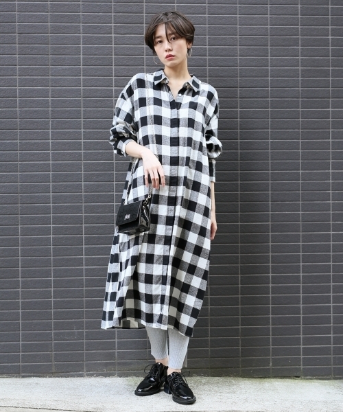 バッファローチェックシャツワンピース