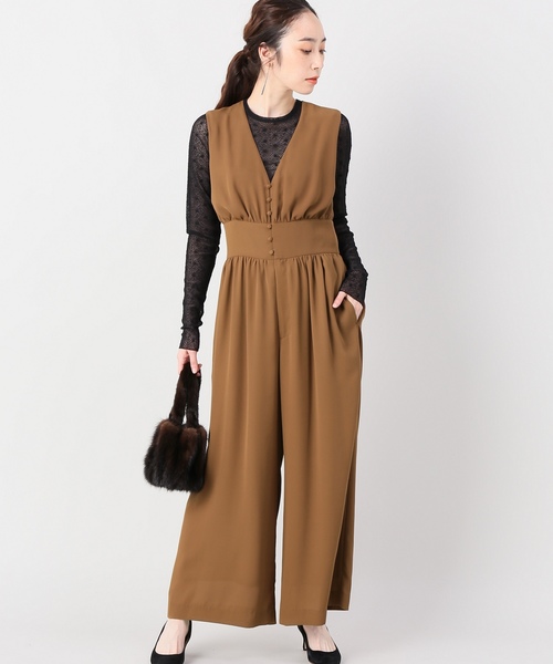 IENA LA BOUCLE V開きノースリーブ オールインワン