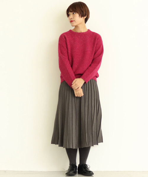 iki Vis/Nyラメ引き揃え Knitプリーツスカート