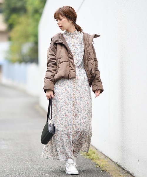 フード付きショート中綿フェイクダウン