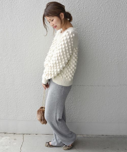 ニットリブパンツ