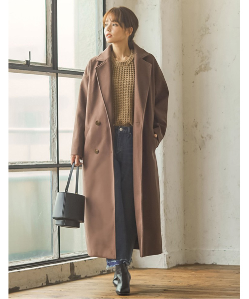 フェイクウールダブルチェスターコート