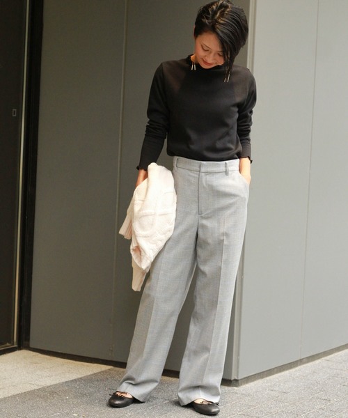 カシミアブレンド フラノ ストレートパンツ2