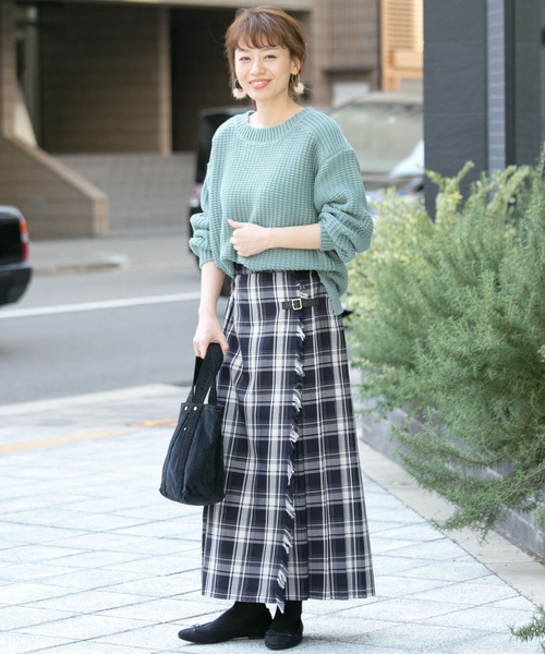 ラッププリーツチェックスカート