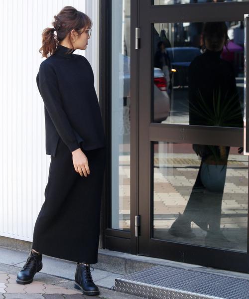 ハイネックニットトップススカートセットアップ
