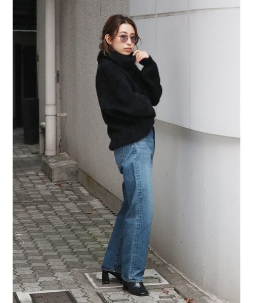 ミニシャギータートルニット